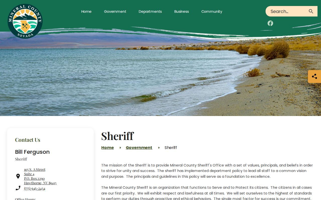Mineral County Sheriff official contact page