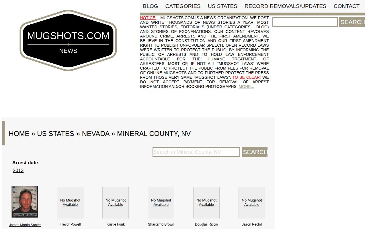 Header of an unofficial old Mineral County mugshot index